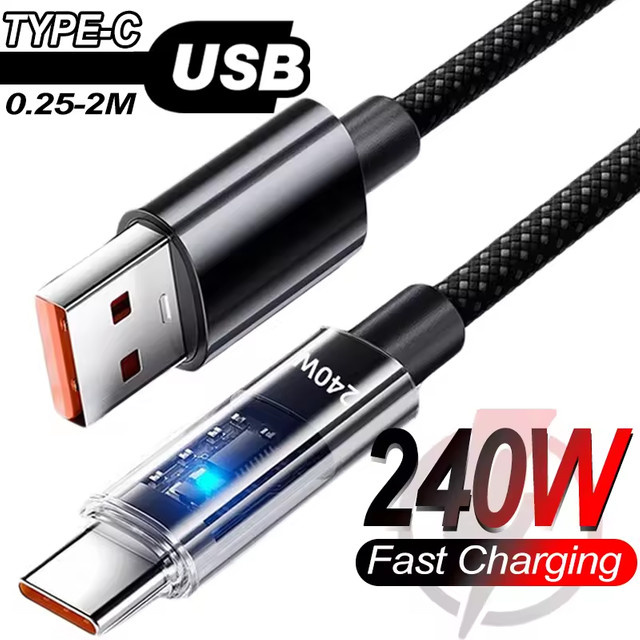 240 W USB-A auf USB-C Schnellladekabel mit QC 3.0 Technologie in Schwarz - Bild 1