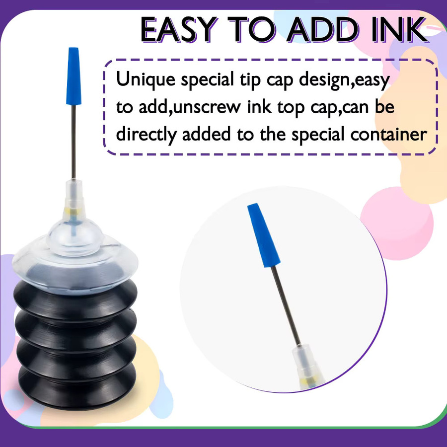 Royek Universelles Tinten-Nachfüllset in Schwarz und Multicolor für HP, Canon, Brother und Epson Patronen 301, 302, 304, 305, 545, 67, 664, 275 und Deskjet-Modelle - Bild 3