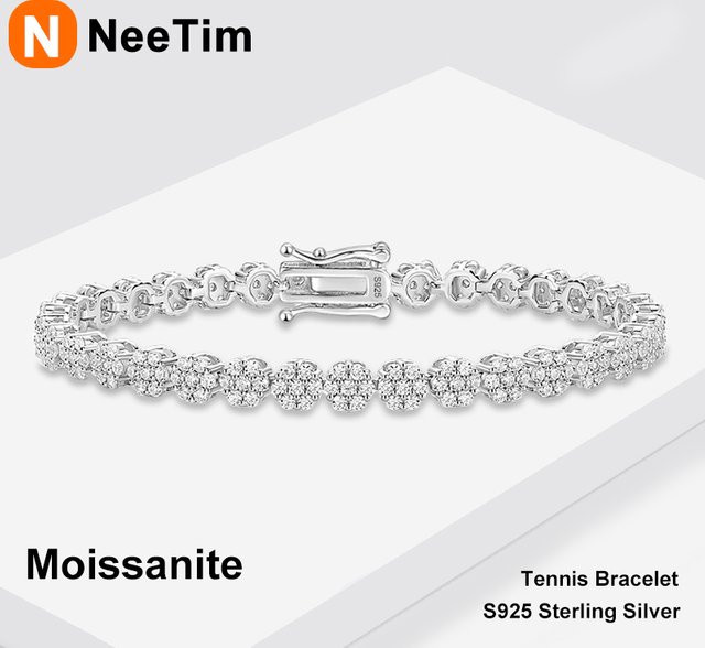 NeeTim Tennis-Armband, 925 Silber, Moissanit, Damen - Bild 1