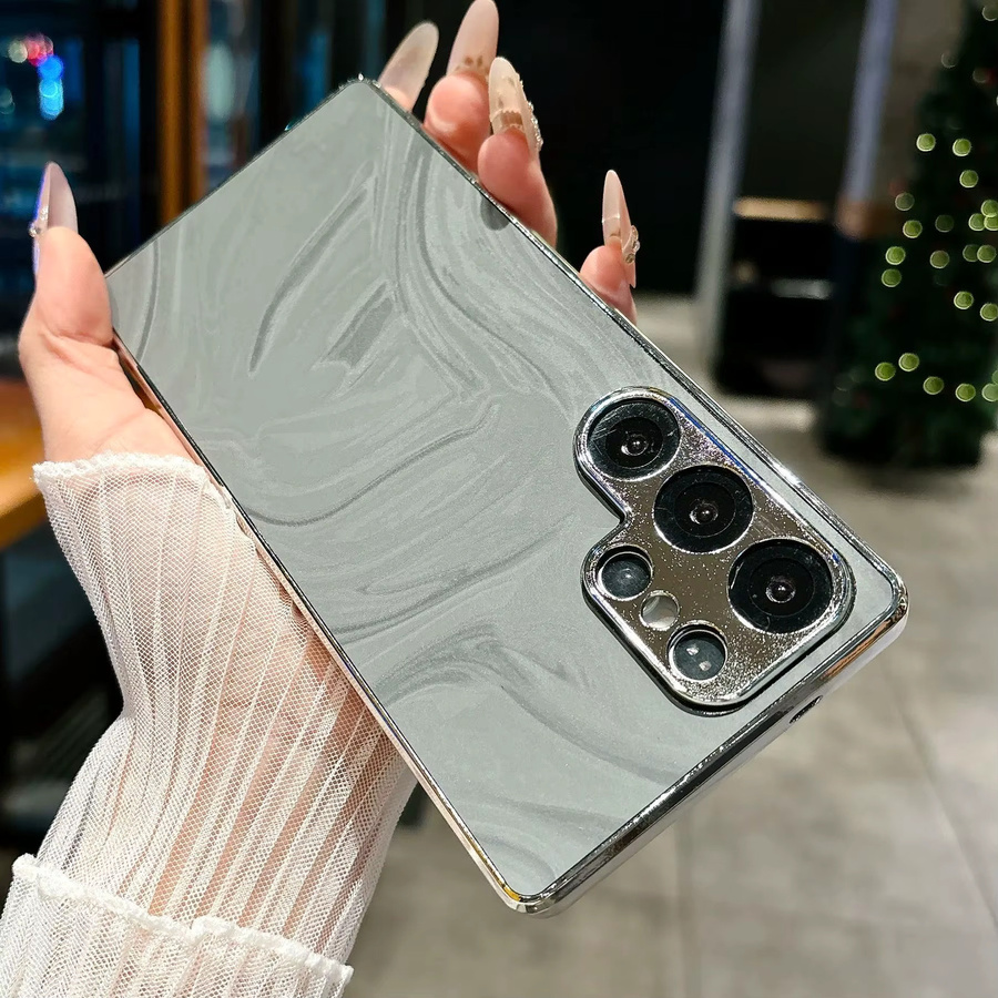 Stoßfeste Schutzhülle mit Wellenmuster für Samsung Galaxy S25 S24 S23 Ultra Plus in Weiß - Bild 1