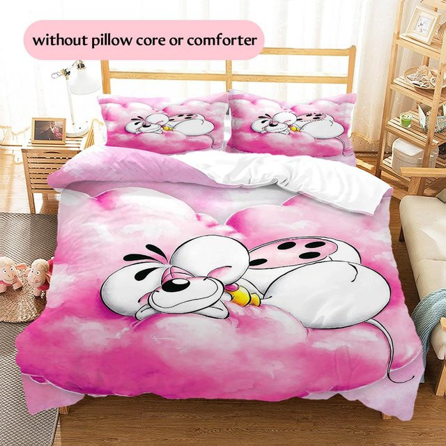 NanHome Diddl Bettwäsche-Set mit Muster in Pink, bestehend aus 1 Bettbezug und 2 Kissenbezügen, B/T/H: 135 x 200 cm - Bild 1
