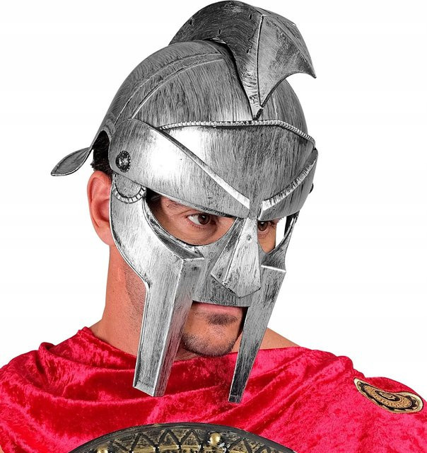 Helm Gladiator Römer Spartaner Ritter Mittelalter Krieger, Grau, Kunststoff - Bild 1