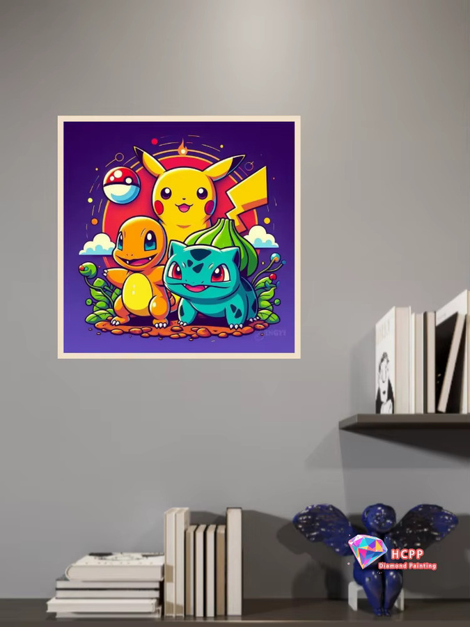 Potdemiel Pokémon Pikachu, 5D DIY Diamant Malerei Kit, rund, bunt - Bild 2