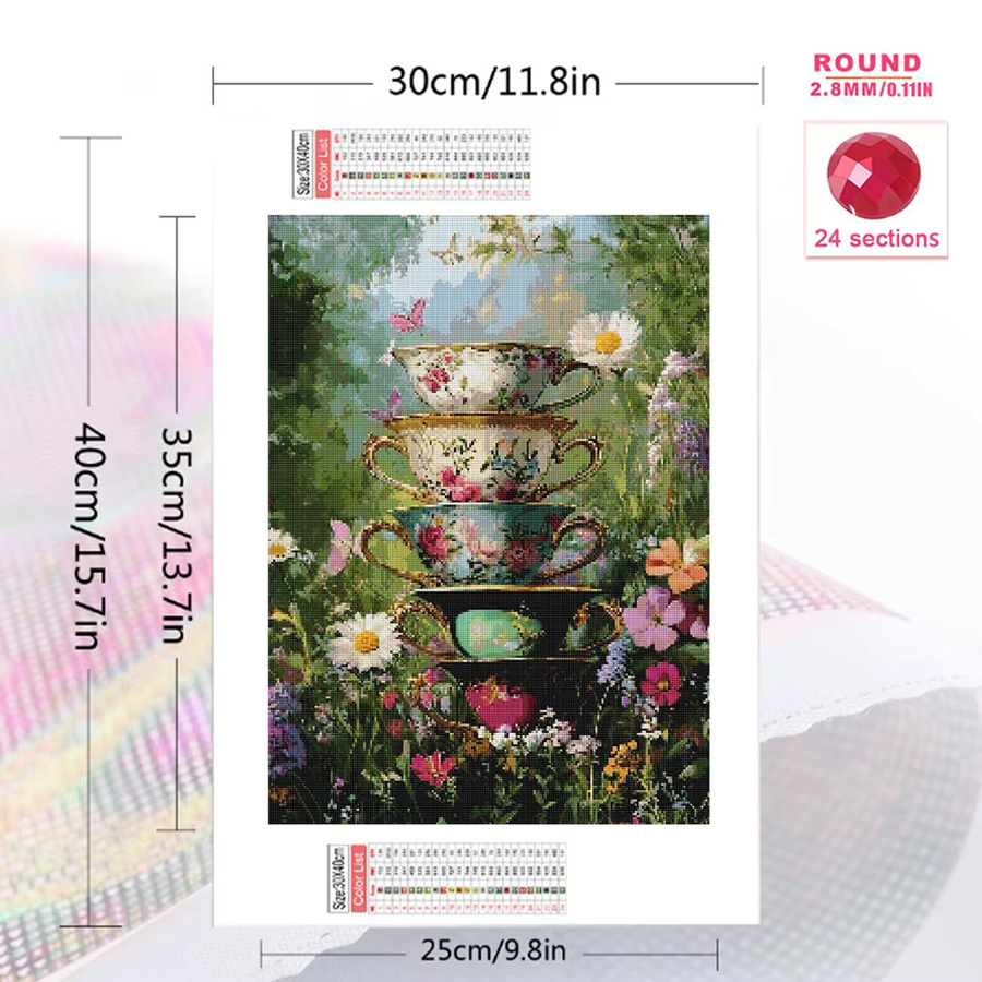 Momoart Diamant-Mosaik-Becher DIY Blumen-Stickerei als Landschafts-Kunstwerk in Multicolour, B/H: 30,0 x 20,0 cm - Bild 2