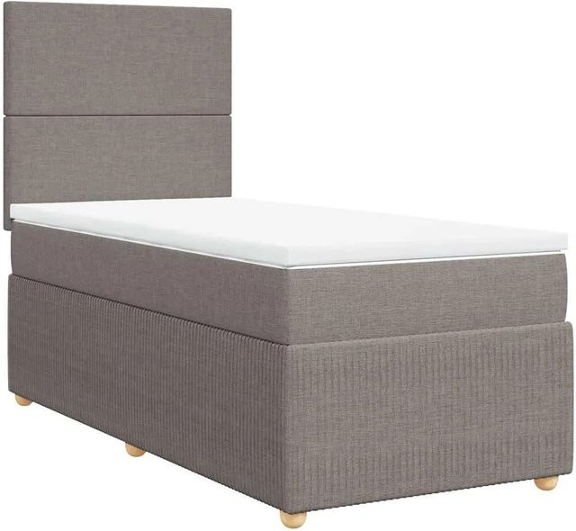 vidaXL Boxspringbett Hybrid mit Matratze und USB-Ladeport, Farbe Taupe, B/T/H: 80 x 200 x 140,5 cm - Bild 1