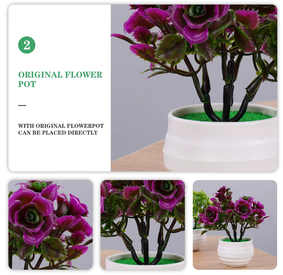 Uflower Künstlicher Bonsai als Topfpflanze in Weiß für Schreibtisch und Büro - Bild 4