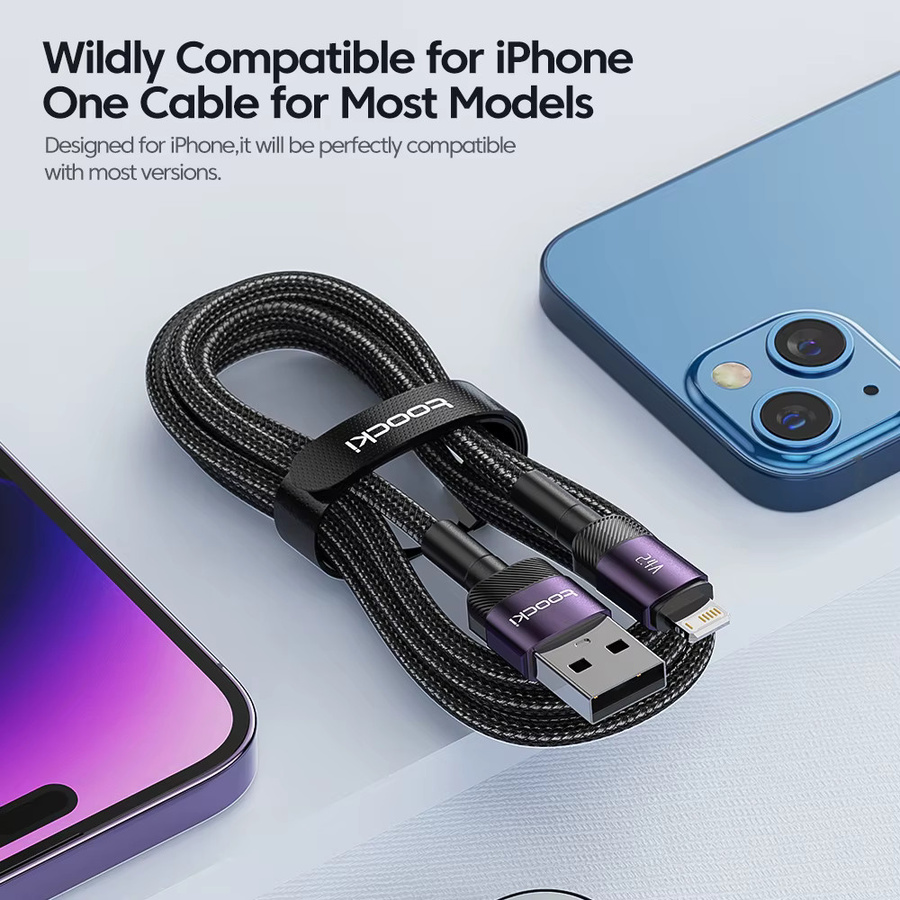 Toocki 2er-Pack USB-A auf Lightning Schnellladekabel für iPhone in Schwarz - Bild 3