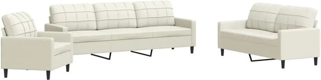 vidaXL 4-teilige Sofagarnitur aus Samt in Creme mit Kissen und Ottoman, modernes Design mit Metallrahmen für dein Wohnzimmer - Bild 1