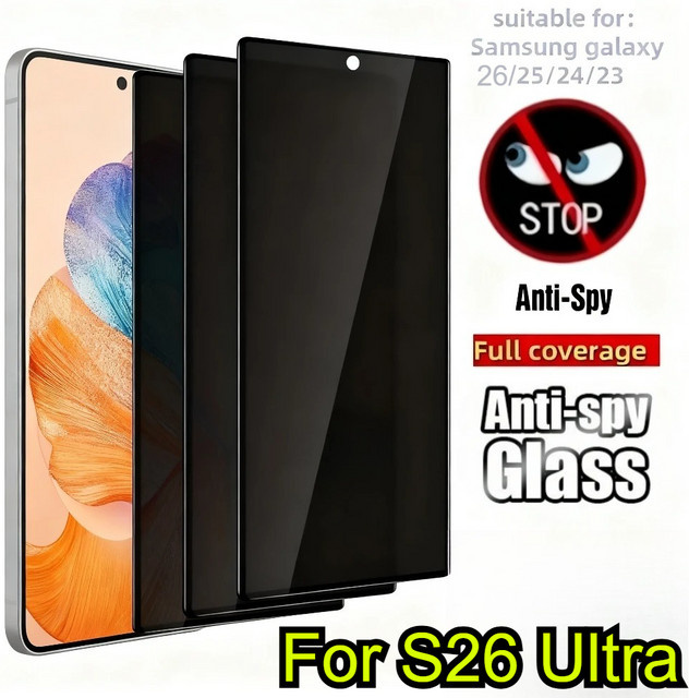 Samsung Anti-Spionage Displayschutz aus gehärtetem Glas für Galaxy S26 Pro S25 Edge S24 S23 FE Plus Ultra, transparent - Bild 1