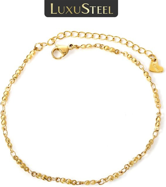 LUXUSTEEL Knöchelarmband, Edelstahl, Doppelperlen, Damen - Bild 1
