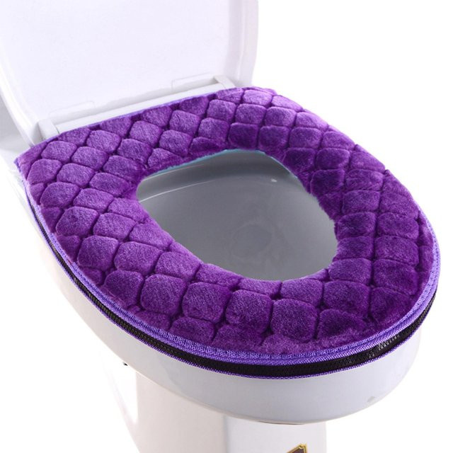 Weicher Toilettensitzbezug von Xudikou in Violett, waschbares Toilettensitzkissen mit Reißverschluss - Bild 1