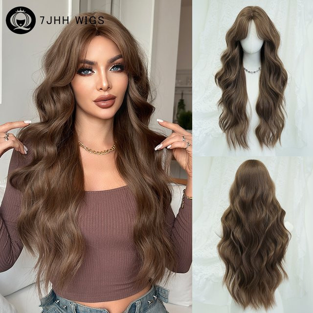 7JHH WIGS Perücke für Damen, braun, Body Wave, Kunsthaar - Bild 1