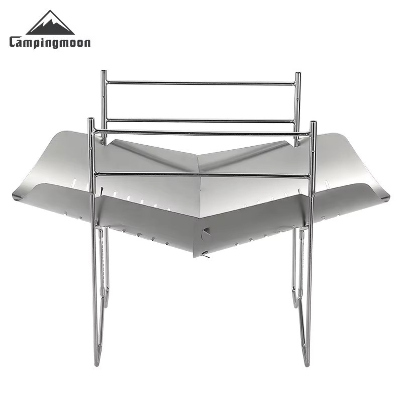 CAMPINGMOON SOLO-A4 Tragbarer Klappbarer BBQ-Grill aus Edelstahl in Silber für Outdoor, Garten und Camping - Bild 2