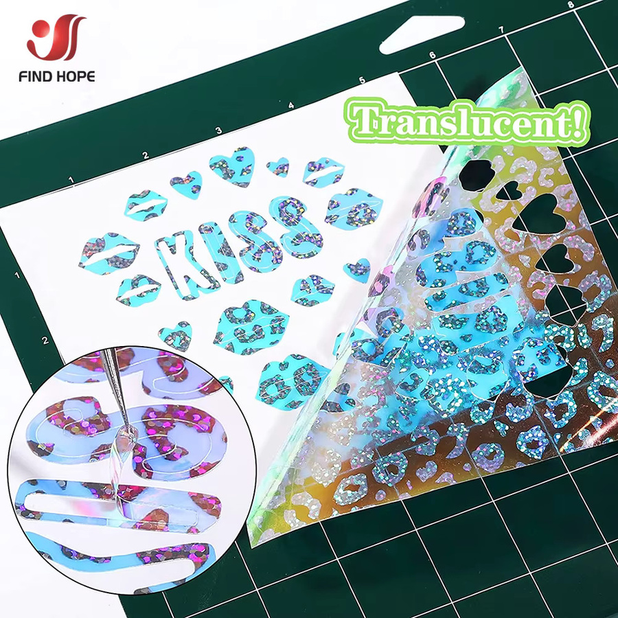 Findohope Holografische Bastelvinyl selbstklebend in Multicolour und Pink zum Schneiden für Logos, Buchstaben und Glasscheiben - Bild 2