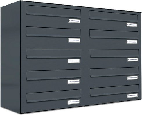 AL Briefkasten Multi-Einheit für 10 Parteien mit Zaundurchwurf, grau, B/H/T: 153,397 x 57,5 x 27,5 cm - Bild 1