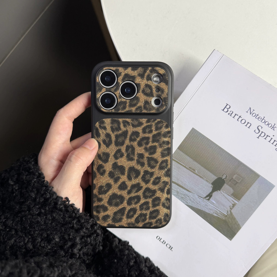Handyhülle mit Leopardenmuster und Glitzer in Rosa und Braun für iPhone 17 16 15 14 Pro Max - Bild 3