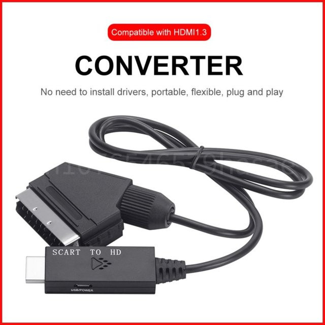 MOJOYCE SCART zu HDMI Video Audio Konverter Adapter in Schwarz für Full HD 1080P mit Micro USB Anschluss - Bild 1