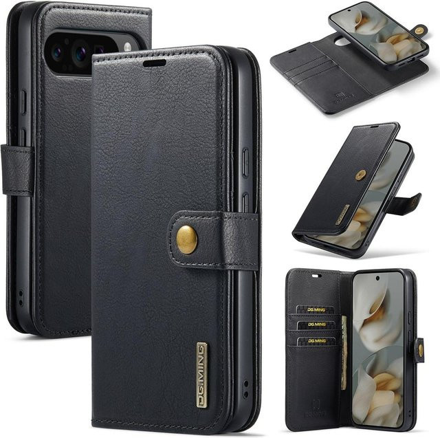2-in-1 Magnetische Leder-Geldbörsenhülle für Google Pixel 10 10Pro XL 9 9Pro XL 9A 7 8 7Pro 8Pro mit Kartenfach und Stoßschutz in Schwarz - Bild 1