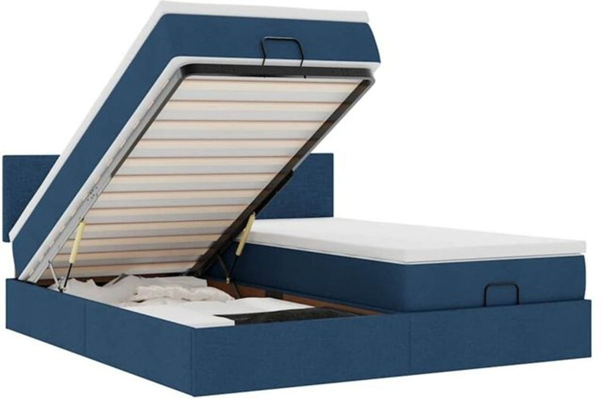 vidaxl Ottoman Polsterbett mit Matratze in Blau aus Stoff, B/T/H: 180 x 200 x 78 cm - Bild 1