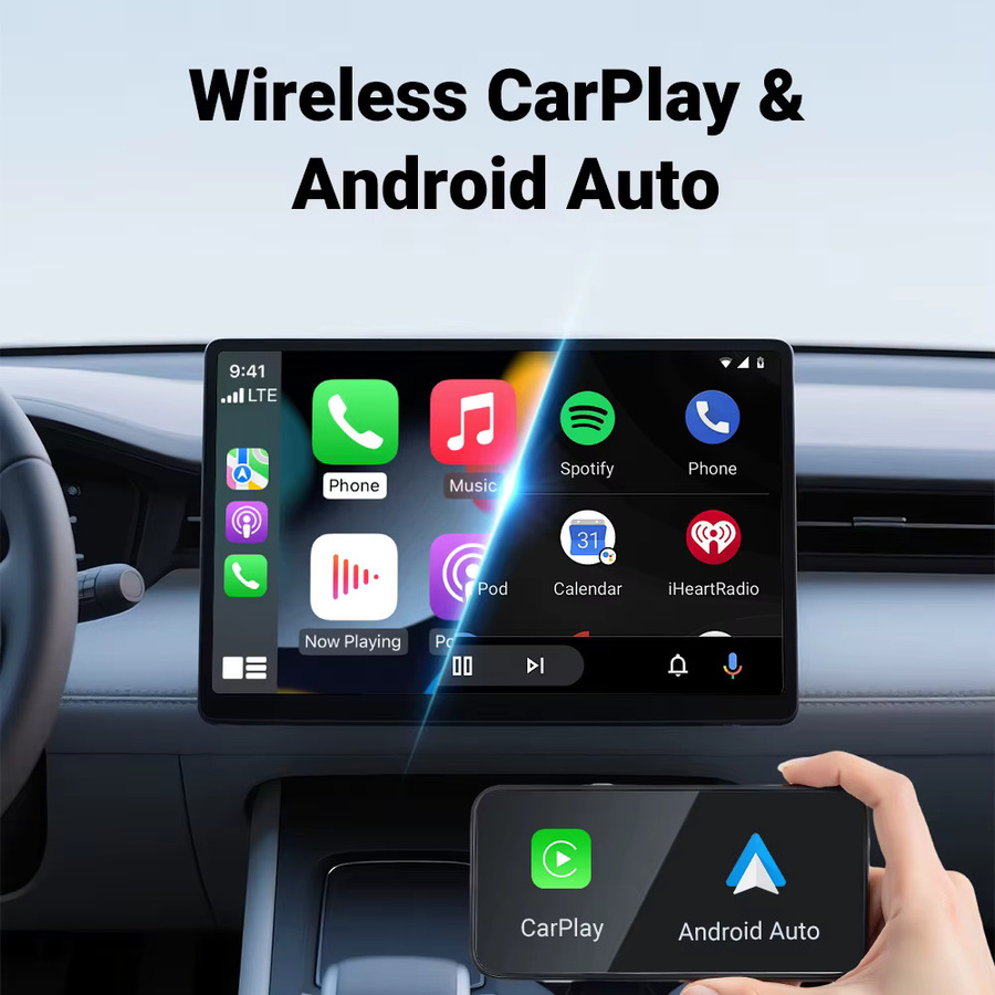 XUDA Kabelloser CarPlay und Android Auto Dongle in Schwarz mit USB und USB-C Anschluss für iPhone und Android - Bild 2