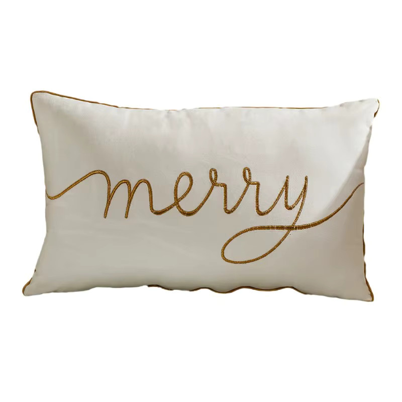 Dekorative inyahome Weihnachts-Kissenbezüge in Weiß mit goldener Bestickung, B/H: 30 x 50 cm - Bild 3