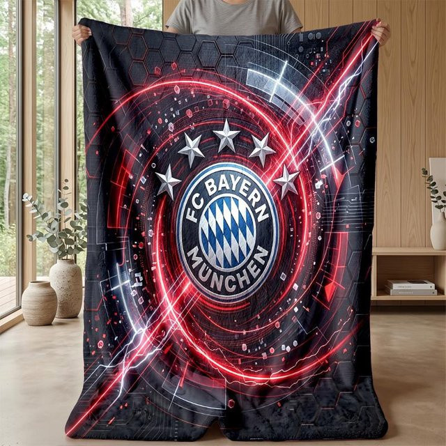 Happiness Goods C FC Bayern München Flanelldecke aus Plüsch in Rot, B/B: 150 x 180 cm - Bild 1