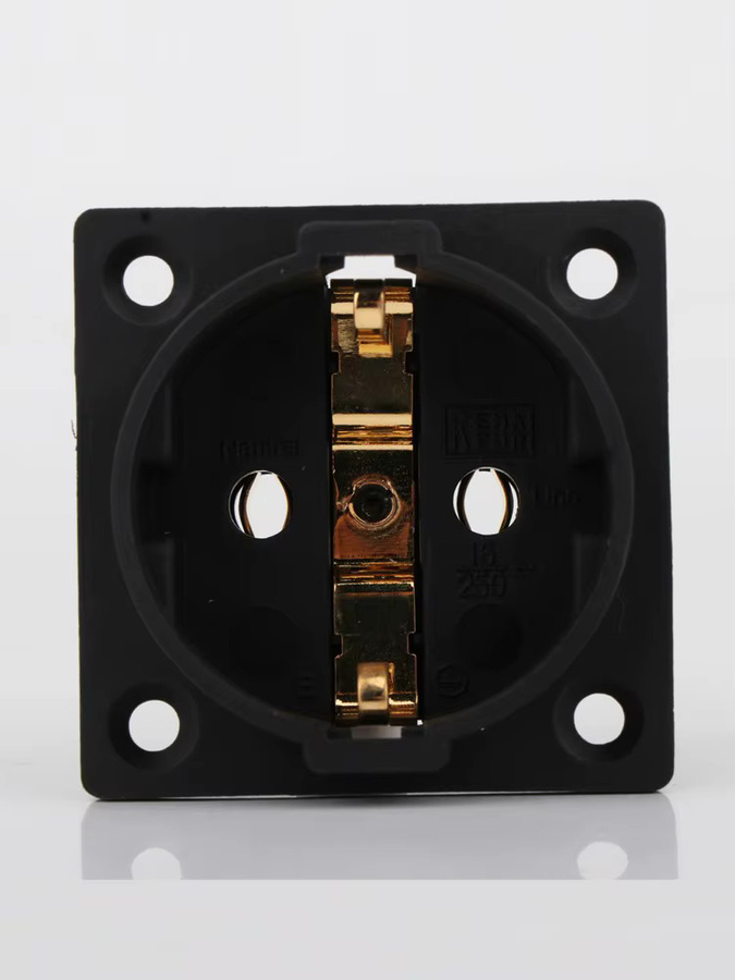 Monosaudio Hifi Schuko-Steckdose ES3R aus reinem Kupfer, rhodiniert, Schwarz, AC 250V 16A - Bild 5