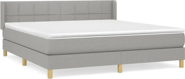 vidaXL Boxspringbett Hybrid mit Matratze und Taschenfederkern, Hellgrau, B/T/H: 160 x 200 x 78 cm - Bild 1