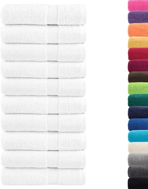 vidaXL Premium-Duschtücher SOLUND, 10er Set, Weiß, Baumwolle, B/H: 70 x 140 cm, 600 g/m² - Bild 1