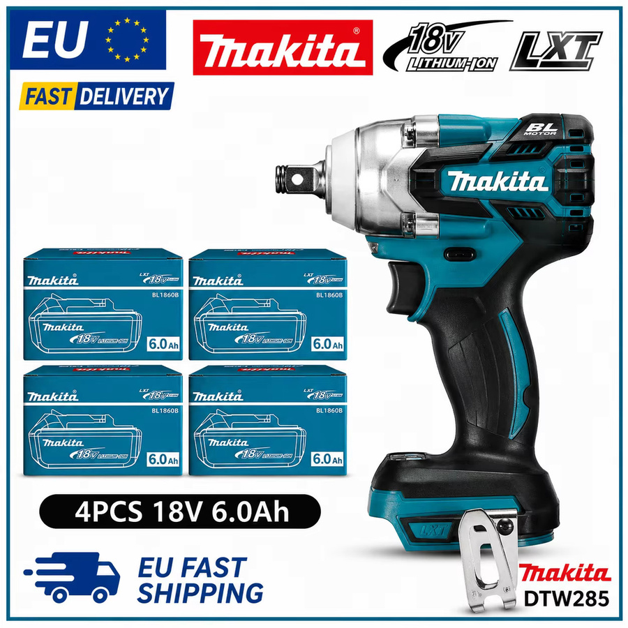Bürstenloser Schlagschrauber Set kompatibel mit Makita LXT Akku mit 320N·m Drehmoment und 1/2 Zoll Aufnahme, inklusive 6,0Ah Akkus - Bild 2