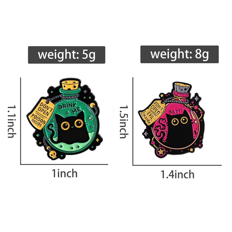 XioMara Brosche, Schwarze Katze, Emaille, Bunt, Unisex - Bild 2