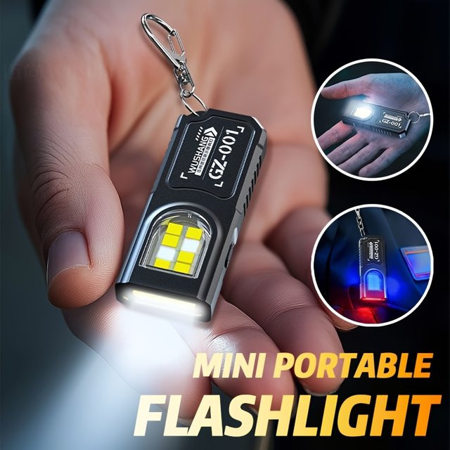 Heinast Mini COB LED Schlüsselanhänger-Taschenlampe in Schwarz, wiederaufladbare magnetische Arbeitsleuchte mit Typ-C Anschluss und Clip für Camping und Notfallbeleuchtung - Bild 1