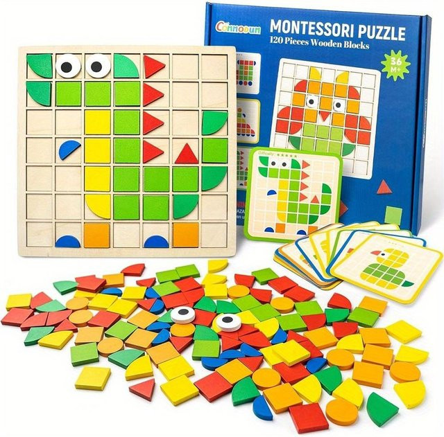 Holz Mosaik Puzzle Spielzeug, 120-teiliges Set, ab 3 Jahren - Bild 1
