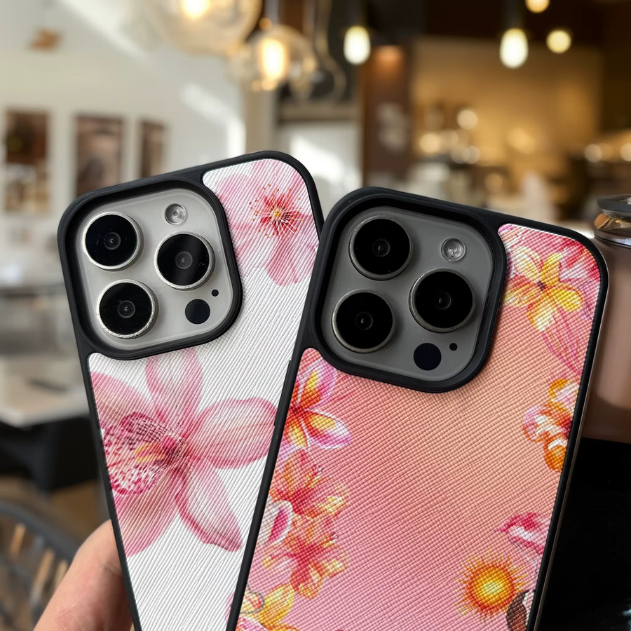 VNTK Luxus Handyhülle aus Kreuzleder mit Narzissen-Blumenmuster für iPhone 11 bis iPhone 16 Pro Max, Multicolor - Bild 2