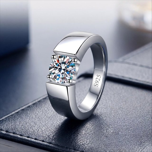 BJXMOSO Ring 925 Silber, Moissanite, Herren - Bild 1
