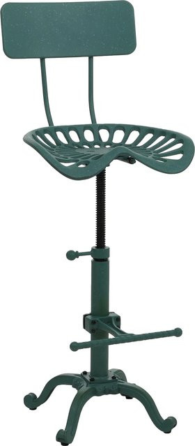 Barhocker MCW-N26 Industrial Design, höhenverstellbarer Tresenhocker aus Metall in Grün, drehbar mit Fußablage - Bild 1