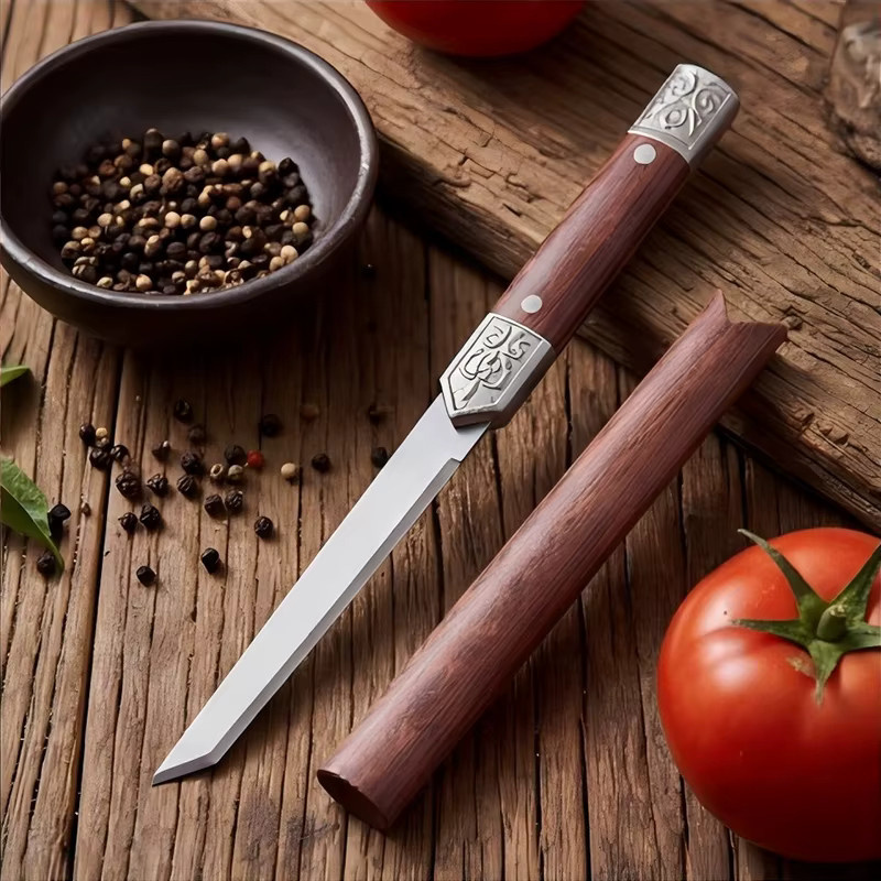 BAFENGS Professionelles Edelstahl-Outdoormesser in Rot als Allzweckmesser für Fleisch und Obst - Bild 4
