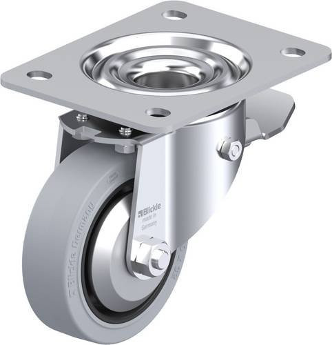 Blickle Lenkrolle LK-POEV 100XR-3-ST-SG-FA mit Feststeller, Rad-Durchmesser: 100 mm, Tragfähigkeit: 200 kg, Farbe: Silber - Bild 1