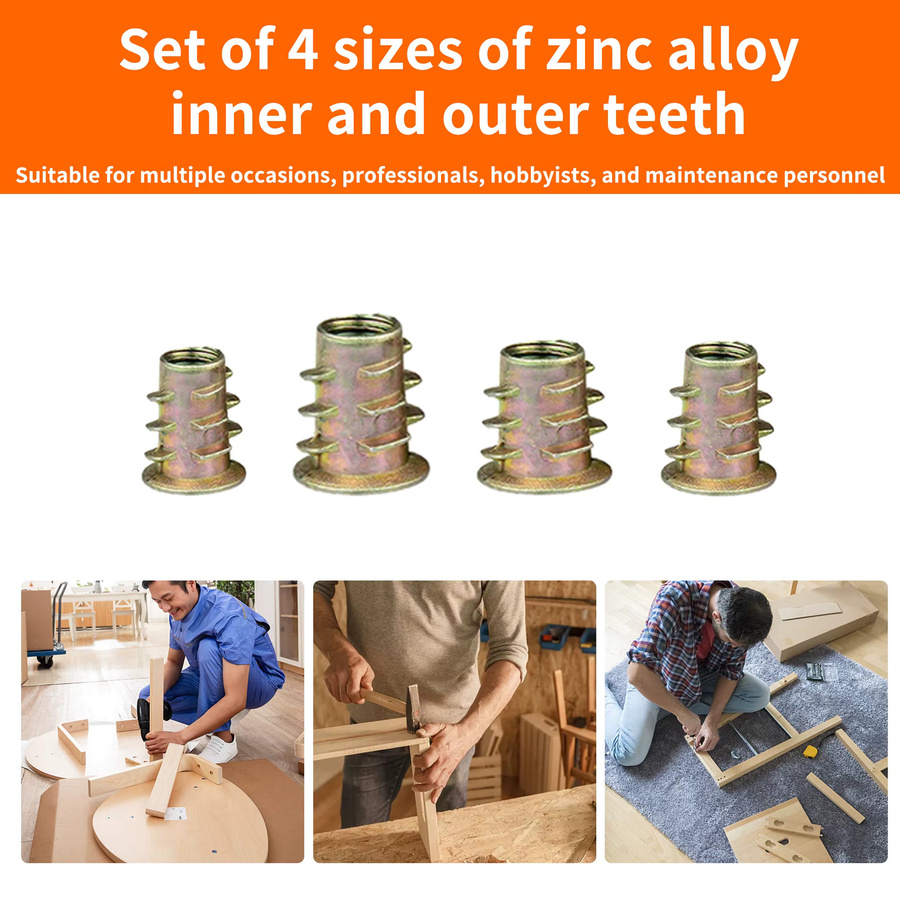 NexSync 75-teiliges Gewindeeinsatzmutter-Set für Holzmöbel mit M4 M5 M6 M8 Sechskant-E-Muttern - Bild 3