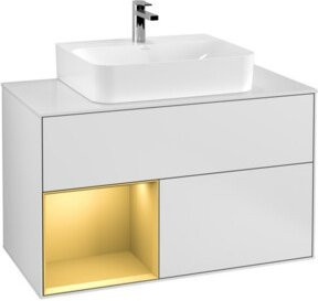V&B Waschtischunterschrank Finion 100 in Weiß lackiert mit Regalelement links, B/T/H: 100 x 50,1 x 50,1 cm - Bild 1