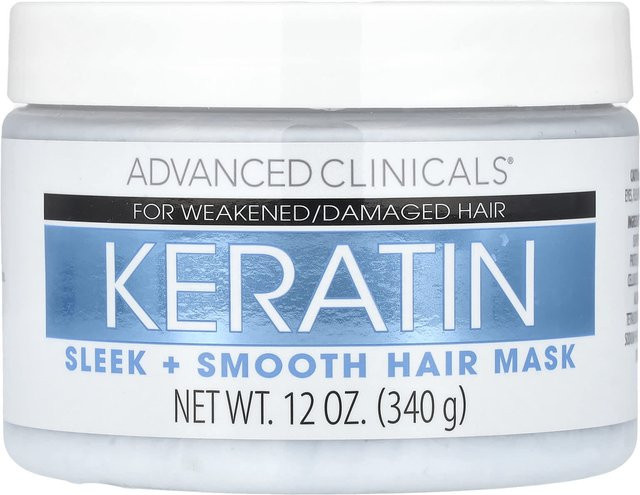 Advanced Clinicals Keratin Haarmaske, 340 g, für strapaziertes und coloriertes Haar - Bild 1