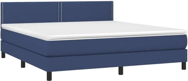 vidaXL Boxspringbett mit Matratze in Blau und Weiß, Hybridbett mit LED-Unterbettbeleuchtung und USB-Anschluss, B/T/H: 180 x 200 cm - Bild 1
