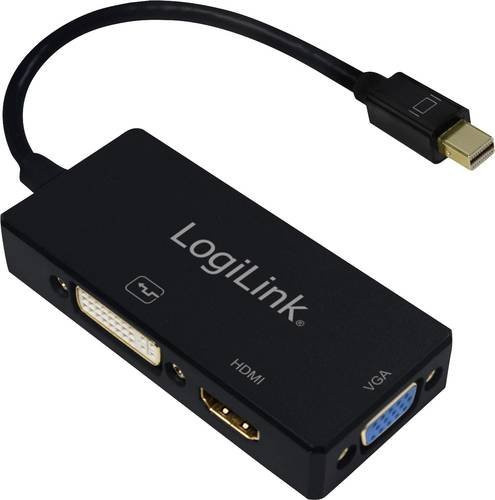 LogiLink CV0110 Adapter Schwarz mit Mini-DisplayPort Stecker, DVI-Buchse, HDMI-Buchse und VGA-Buchse - Bild 1