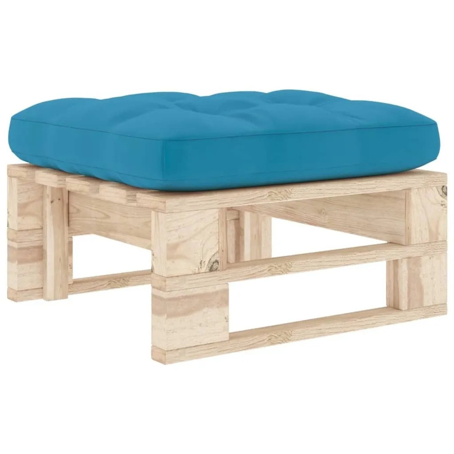 vidaXL Garten-Palettenhocker aus imprägniertem Kiefernholz mit blauen Polsterkissen im rustikalen Design - Bild 2