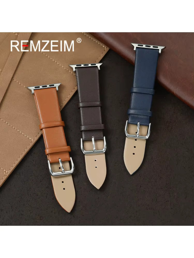 REMZEIM Uhrenarmband PU-Leder, Schwarz, Unisex - Bild 2