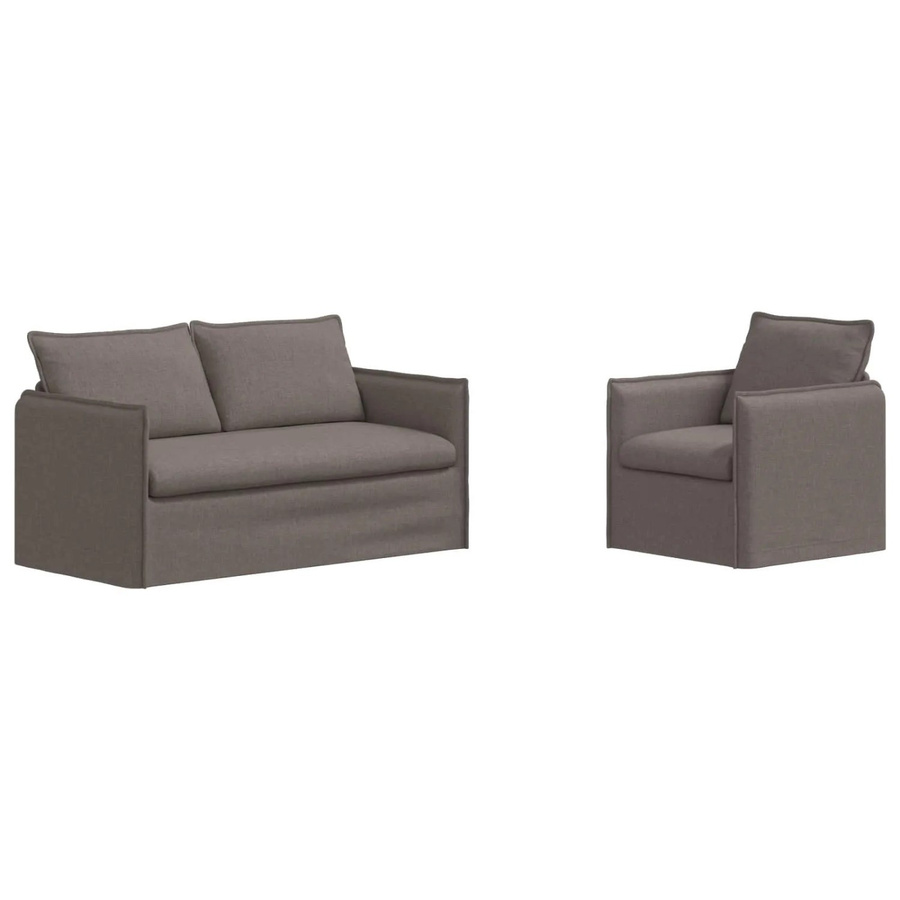 vidaXL Sofa 2-teiliges Set Taupe Stoff mit Metallrahmen B/T/H: 156 x 82 x 85 cm und 75 x 82 x 85 cm - Bild 2