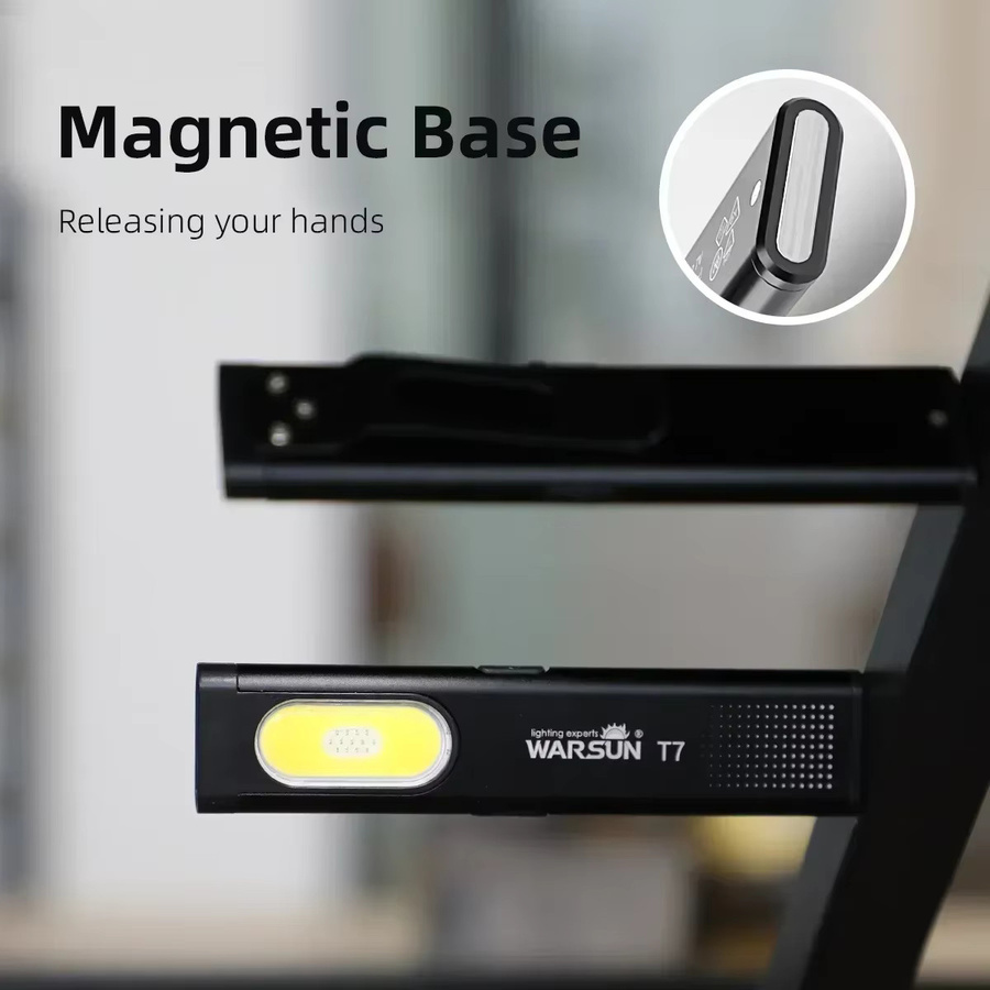 Warsun LED-Schlüsselanhänger-Taschenlampe in Schwarz, wiederaufladbar via USB-C, 600 lm Flutlicht mit Magnet und Metallgehäuse - Bild 4