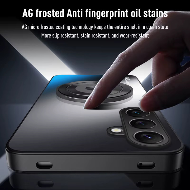 Fudusaidman Magnetische MagSafe Handyhülle mit Ring Ständer und Objektivschutz für Samsung Galaxy S25 S24 S23 S22 S21 Plus FE Note 20 Ultra in Schwarz und Weiß - Bild 3