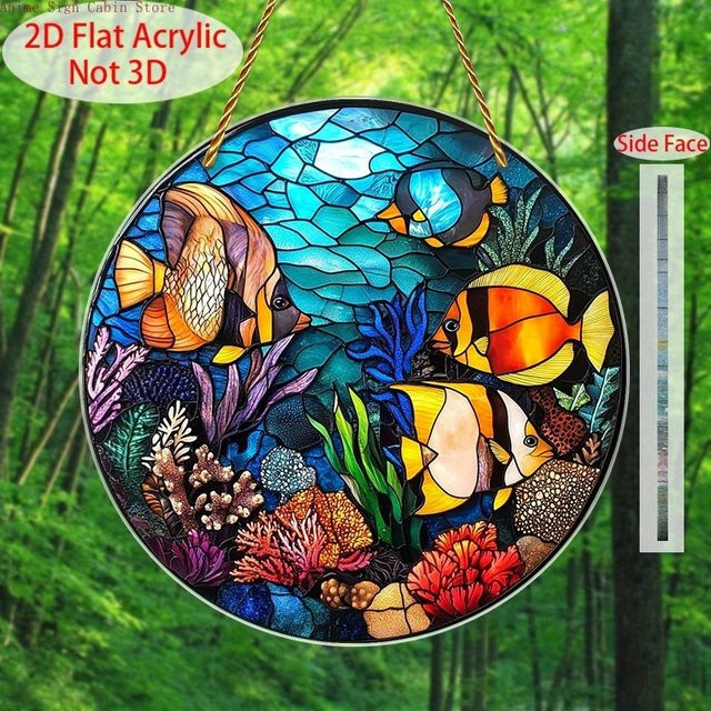 Potdemiel Suncatcher Rundes Wandbild mit Natur- und Wildnis-Motiv aus Acryl, Mehrfarbig, Durchmesser: 20 cm - Bild 1