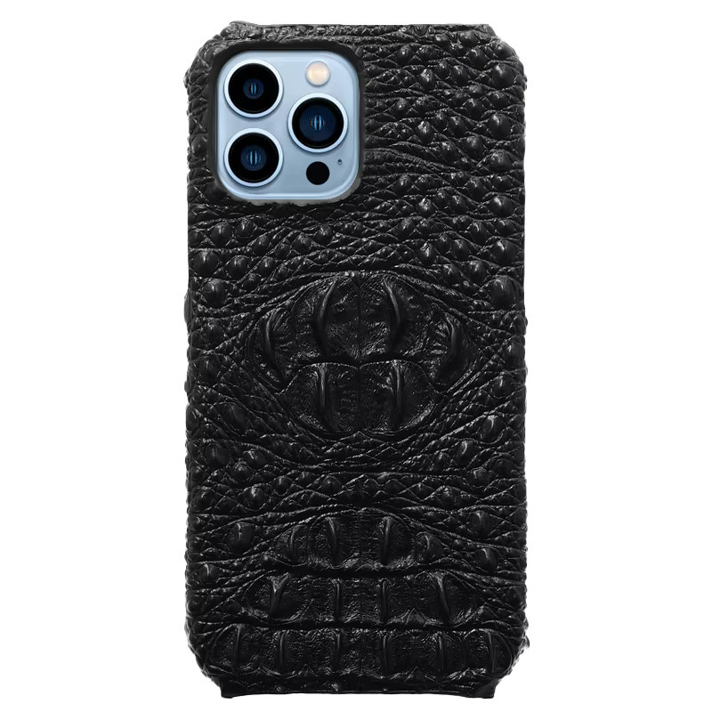 Luxus 3D Kopf Stil Leder Handyhülle für Apple iPhone 11 bis 17 Pro Max und Air in Schwarz - Bild 4